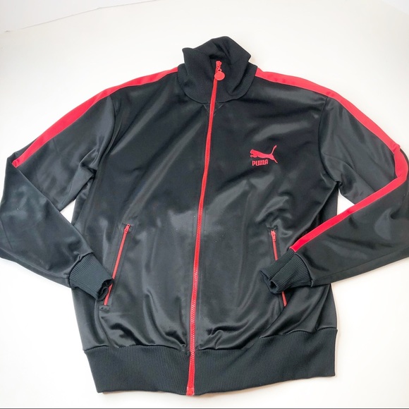 puma black and red track jacket